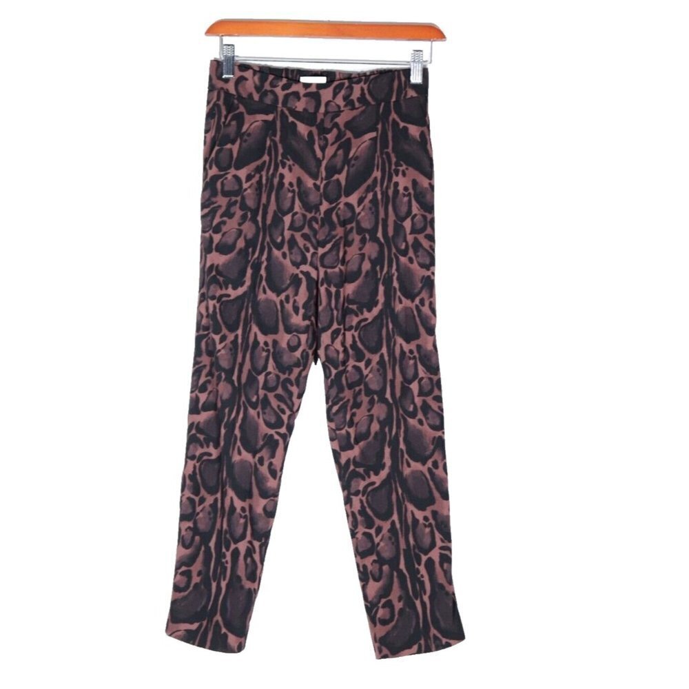 Babaton Women's Size 00 Brown Black Leopard Conan Pant Mid-Rise Tapered trousers - Picture 10 of 10